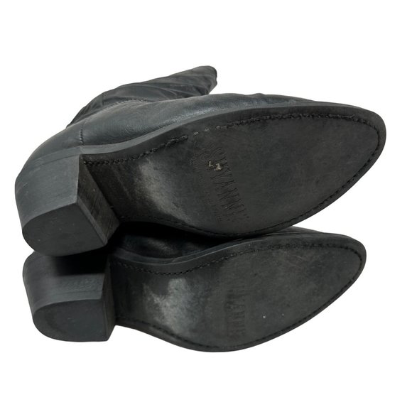 Shyanne Slouchy Western Cowboy Boot in Black Leather Silver Toe Tips Size 9 - Picture 9 of 16